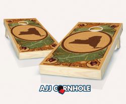 "New York State Wood Homage" Cornhole Set